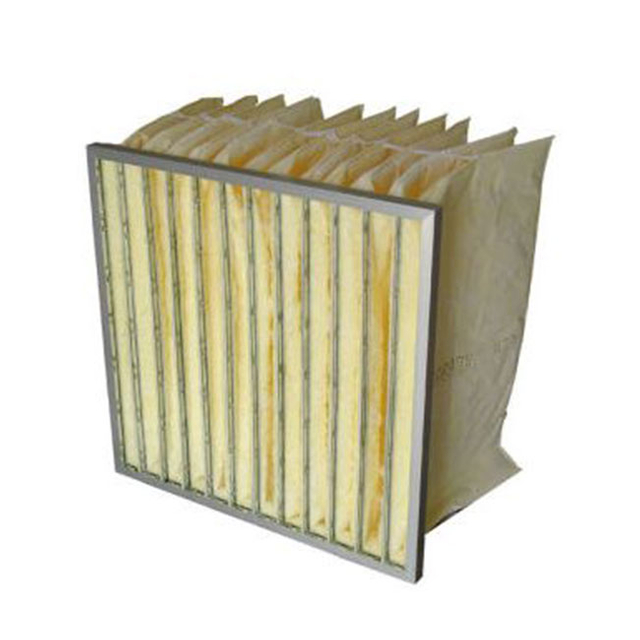 Filtro de bolso de mídia de fibra de vidro com armação de metal